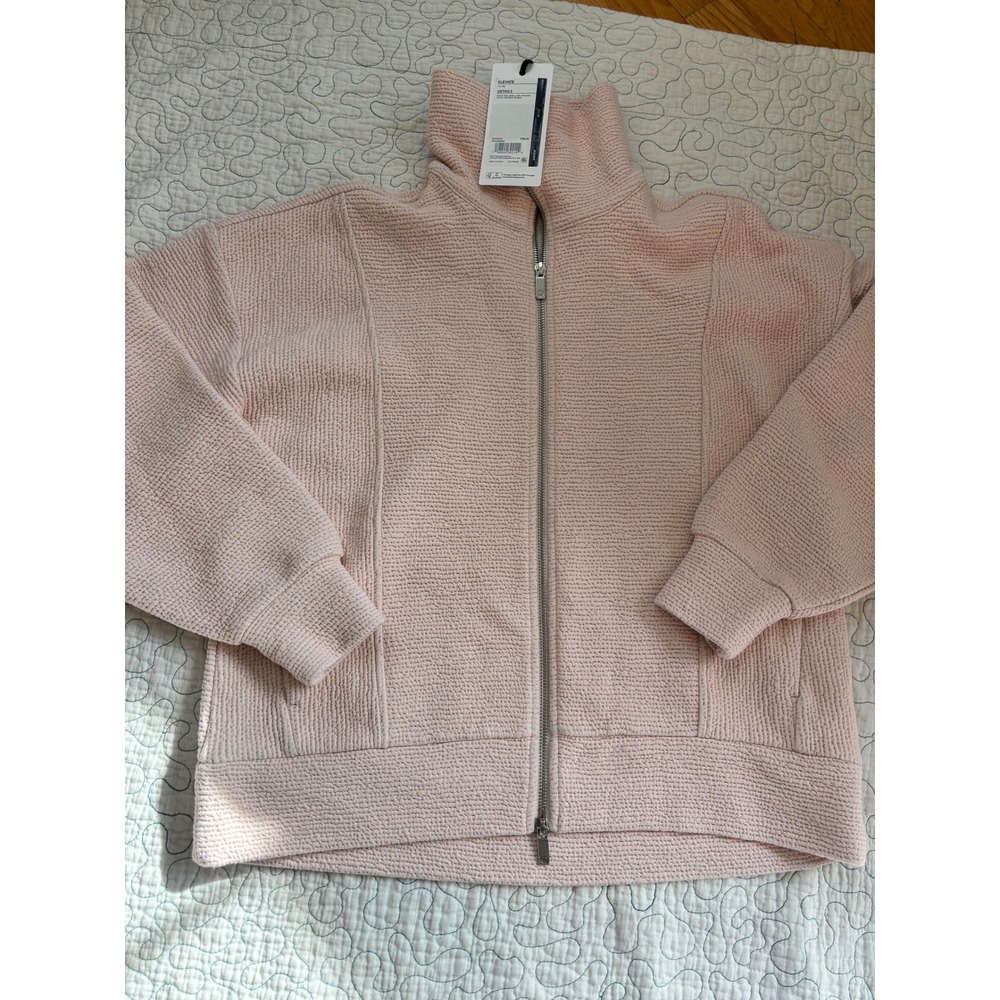 Calia Elevate Womens Full Zip Textured Funnel Neck Pink Size Small